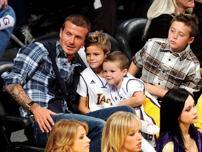 Beckham brood in plaid